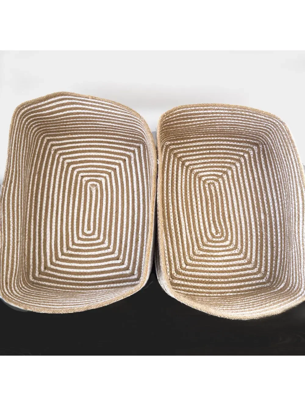 NWT Soft Woven Rope Stripe Pattern Storage Basket Bins - Set of 2